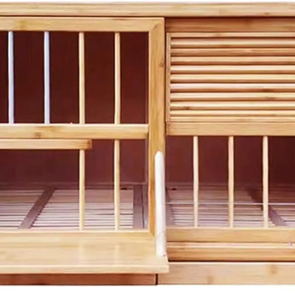 

Brown Easy-Install Bamboo Racing Pigeon Cage with Pull-Out Tray for Aviary Use