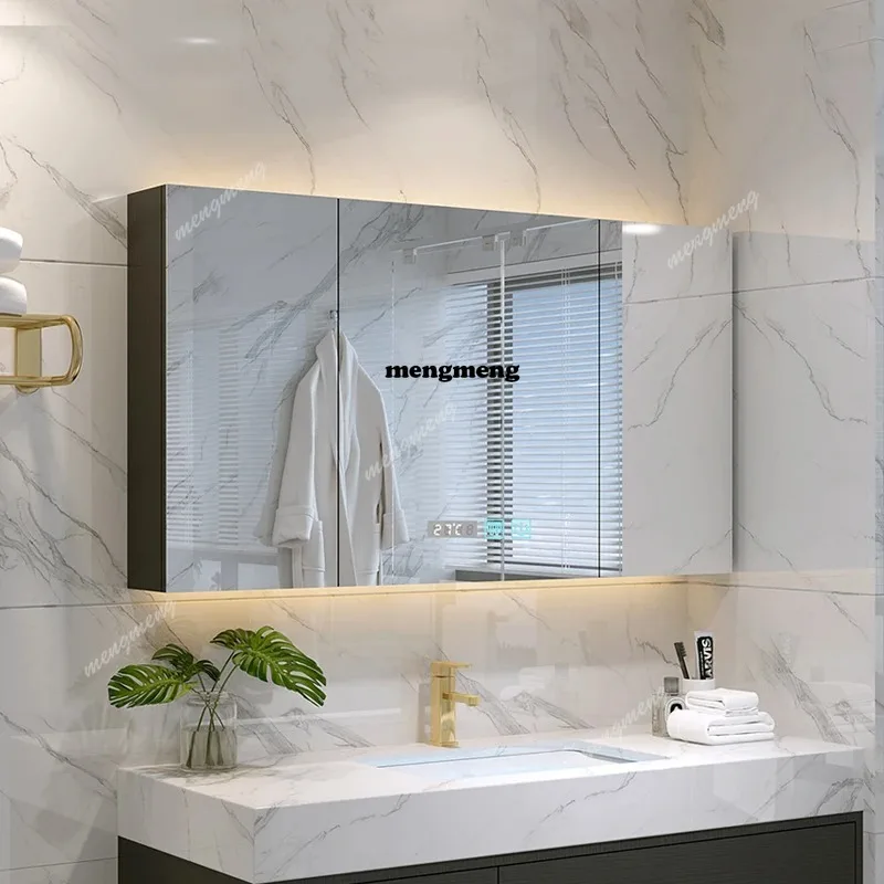 

Nordic Creative Mirror Cabinets with Smart LED Lights Storage Function Wall-mounted Design Designer Bathroom Furniture