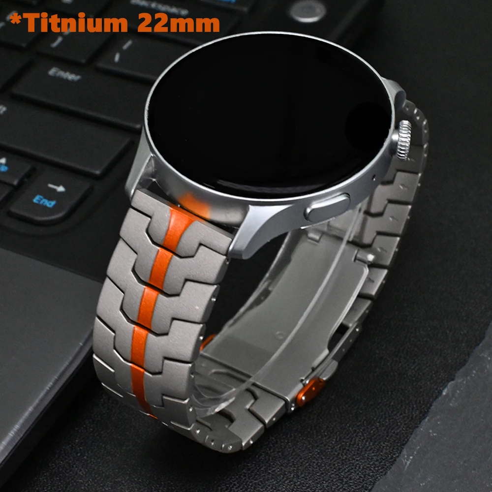 

22mm Titanium Metal Strap for Huawei Watch 4/4Pro GT4/3Pro 46mm Ultimate Luxury Bracelet for Amazfit Balance GTR 4/3/2 47mm Band