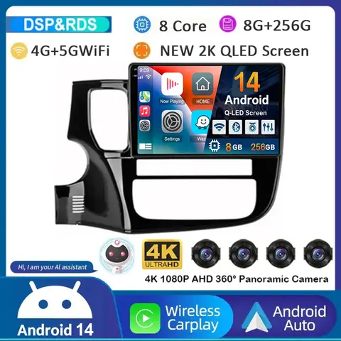 Android 15 Carplay For Mitsubishi Outlander 3 GF0W GG0W 2012 2013 2014 2015 2016-2018 Car Radio GPS Multimedia Player Stereo DSP