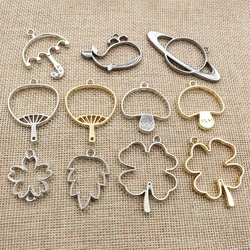 10pcs Geometric Hollow Metal UV Resin Craft Blank Frame Bezel Epoxy Pendant Tray For DIY Jewelry Necklace Making Accessories