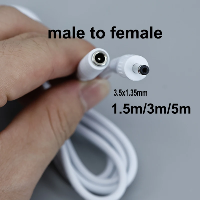 White 5V DC Power Extension Cable DC 3.5*1.35mm Female To Male Plug wire 1.5m/3m/5m 22AWG 3.5mmx1.34mm for camera power cord