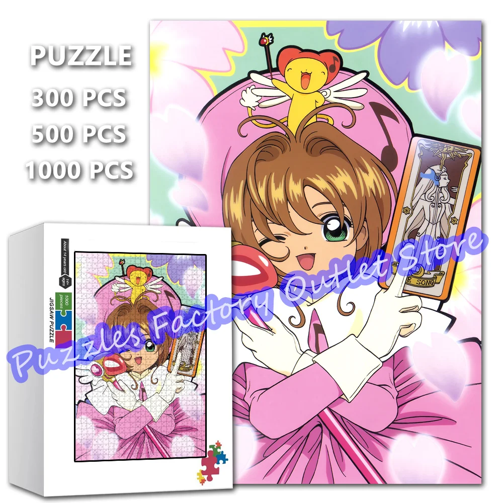 Jigsaw Puzzles Card Captor Sakura 300/500/1000 Pieces Magical Girl Anime Cartoon Print Puzzle for Kids Educational Toys Gifts