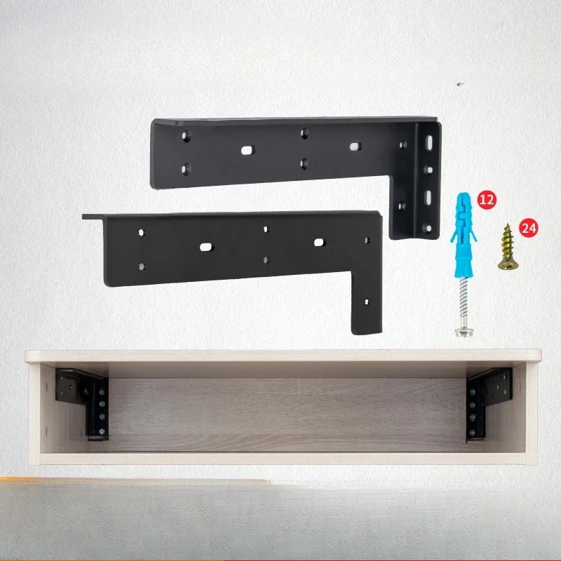 Heavy Duty Hidden Floating TV Bracket Wall Mounted Bathroom Cabinet & Desk Drawer Support Invisible Fixing Kit