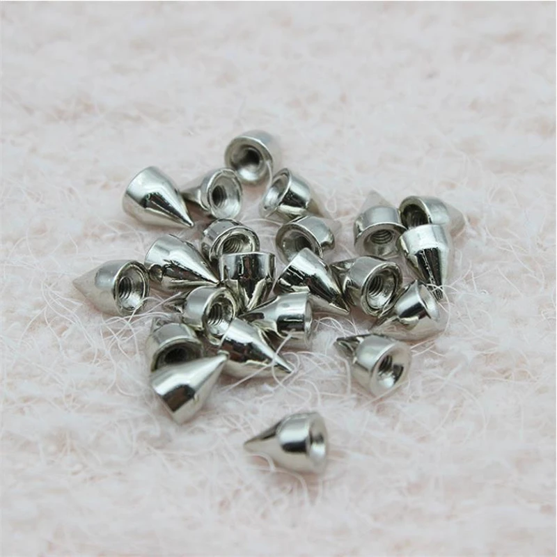 100pcs/set Silver Cone Studs And Spikes DIY Craft Cool Punk Garment Rivets For Clothes Bag Shoes Leather DIY Handcraft