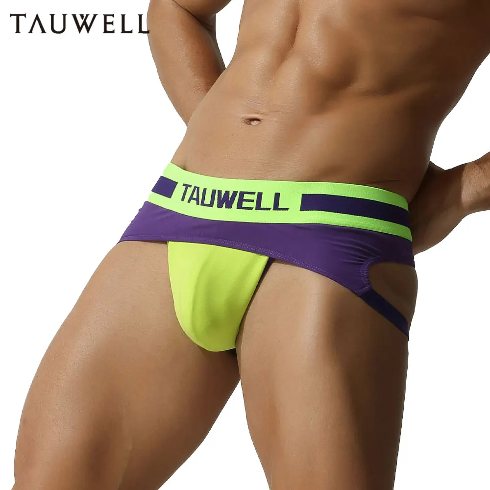 TAUWELL Men's Sexy Double cropped underwear with sexy and sexy buttocks, hollowed out triangle pants with novelty