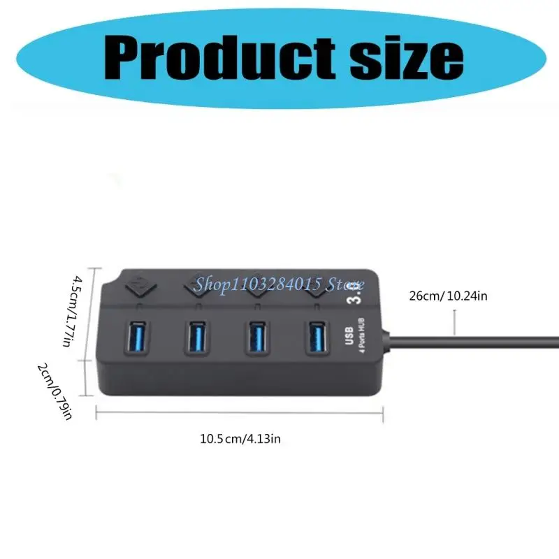 R6FF Multifuncional Hubs expansión USB3.0 Splitter 4 puertos y cable 26 para configuraciones PC
