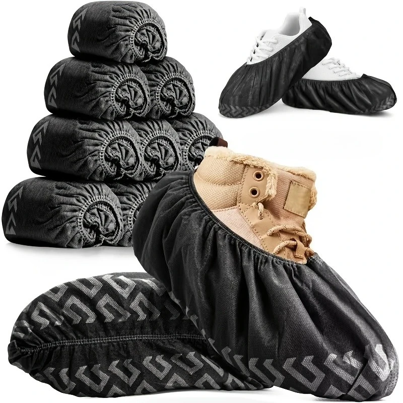 

50/100 pieces black durable anti-slip shoe covers | Protect the floor and shoes, suitable for indoor and outdoor use