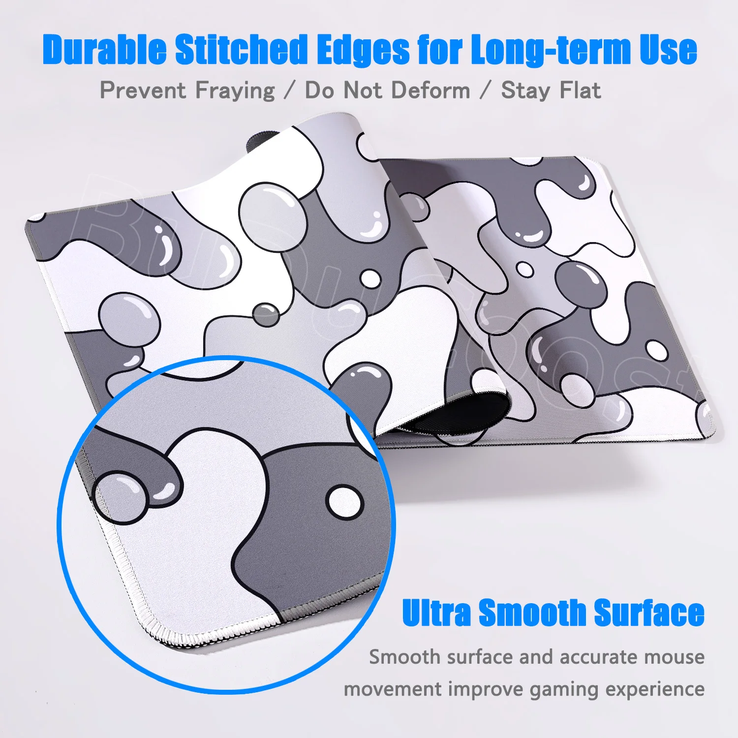 Large Gamer Mousepad Pink & White Strata Liquid Table Pad Xxl Computer Mice Mat Art Abstraction 30x80cm Lock Edge Rubber Deskmat