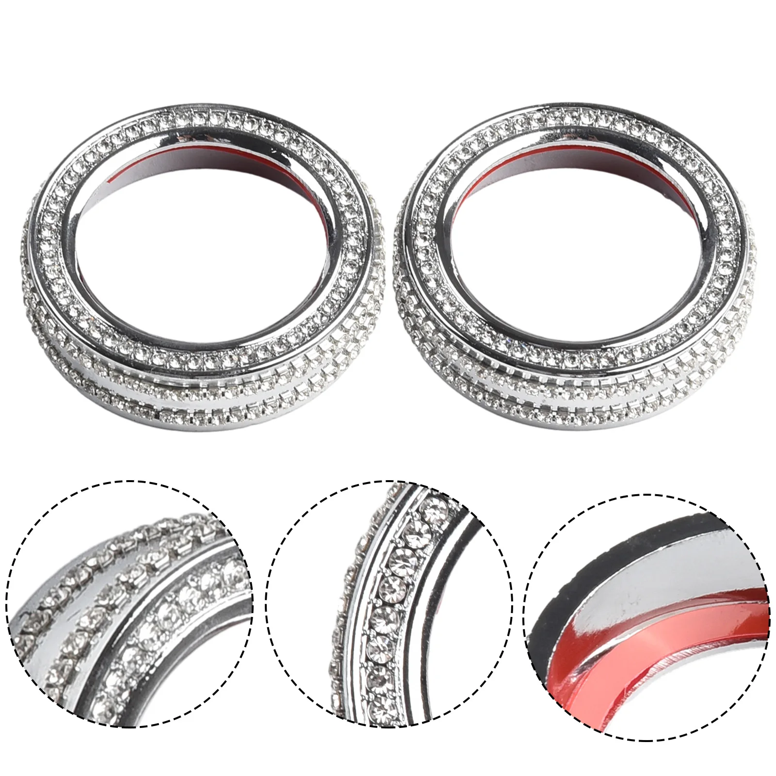 Anillo de cubierta de perilla de aire acondicionado de coche de Metal y diamantes de imitación para Mercedes Clase A B GLA CLA mejora la apariencia del tablero del vehículo