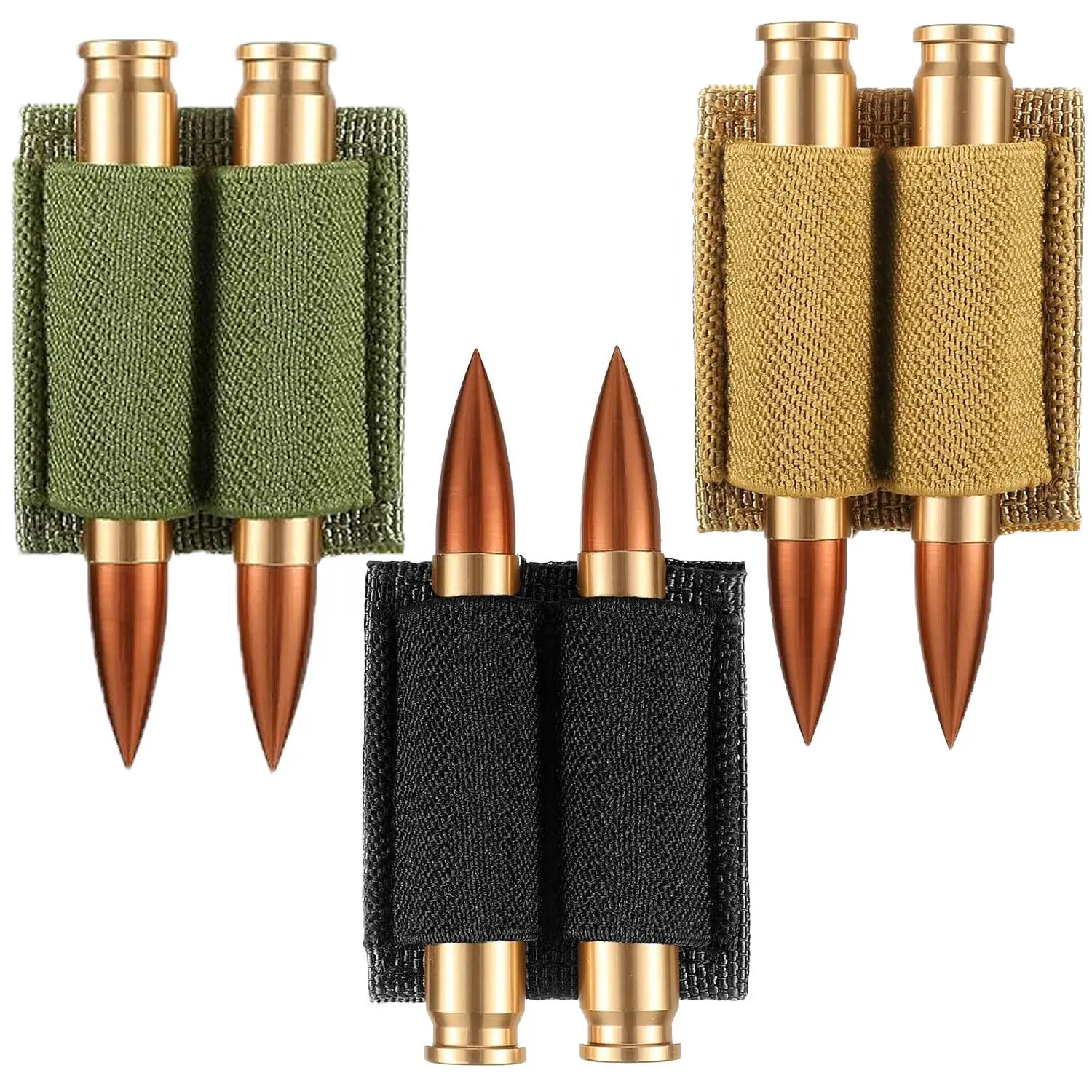 2 Pack 2 Round Bullet Holder Adhesive Backing Sticker 223 308 30-06 Ammo Holder for Rifle Side & Buttstock Gun Shell Stock Pouch