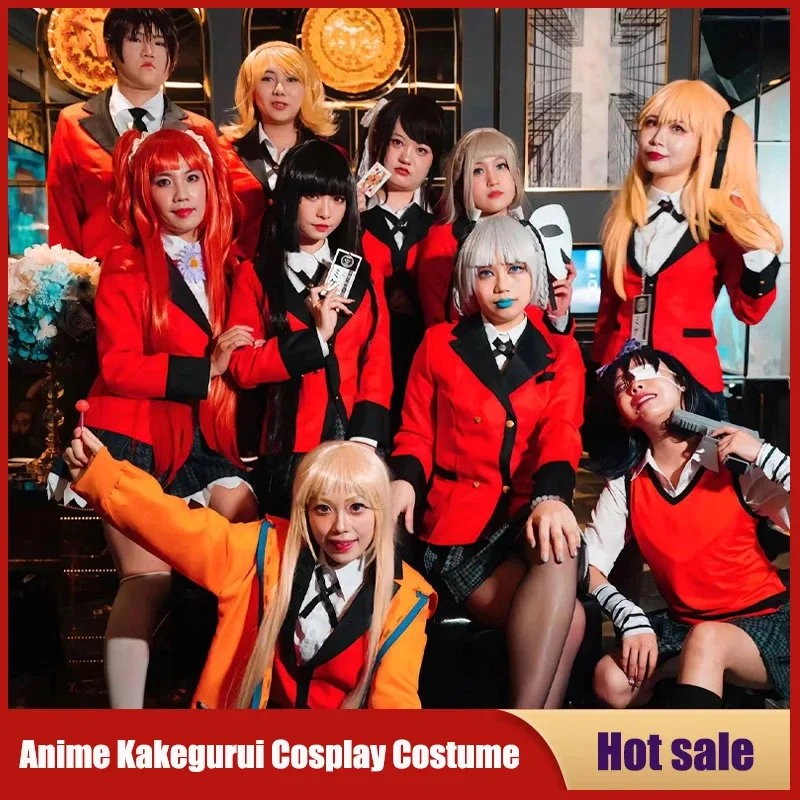 Disfraz de Anime Kakegurui, uniforme Kirari Momobami, Yumeko Sayaka, jugador compulsivo, Escuela Japonesa, Falda plisada