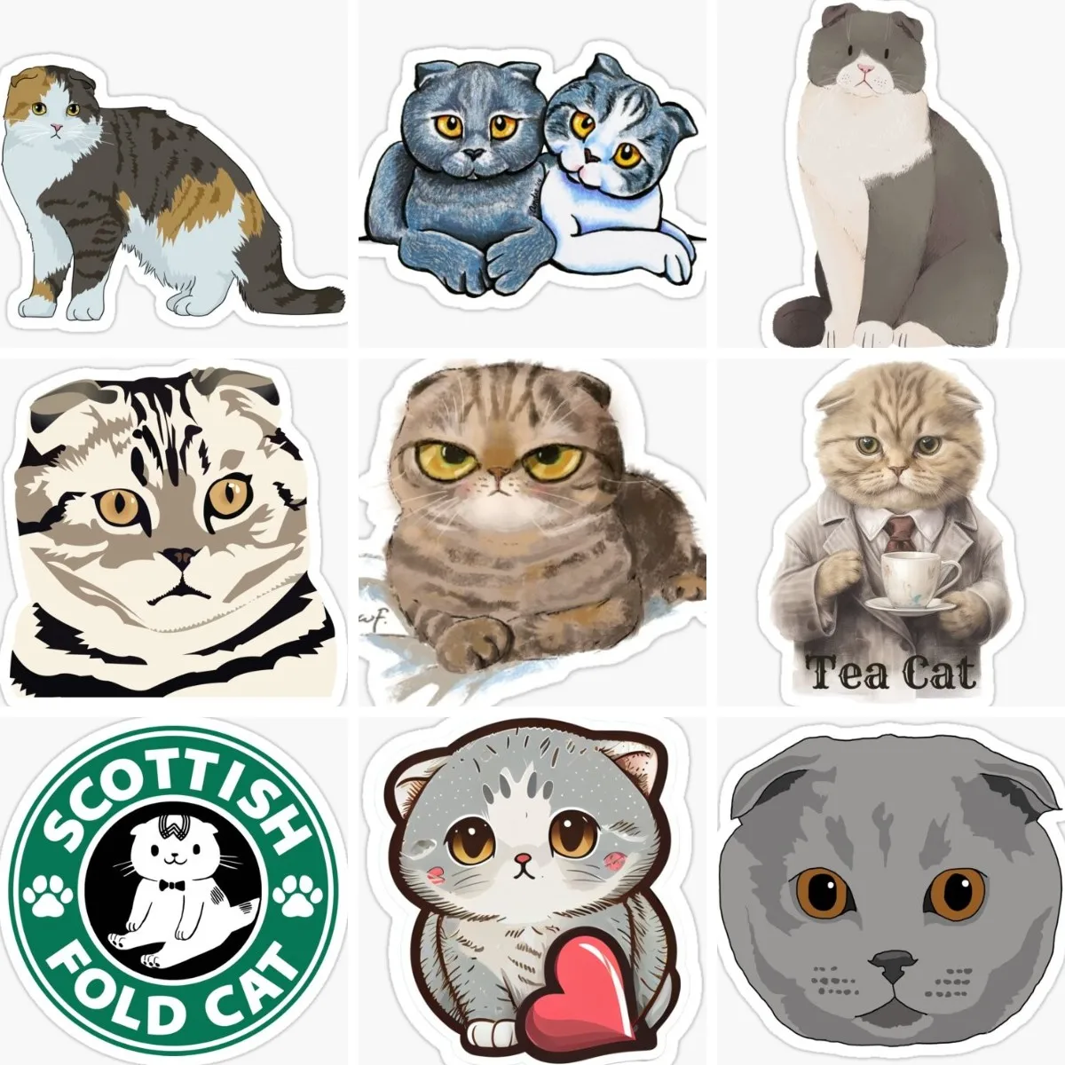 scottish fold Cat Creative Pets Cute Sticker Laptop Motorcycle Wall Door Table Accessories Camper Bumper Car Truck Bicycle Decal