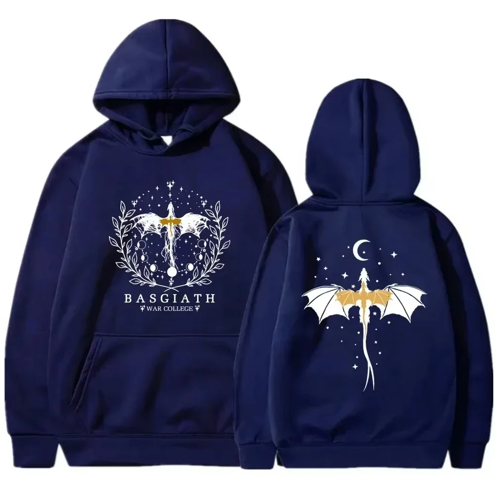 2025 Felpa con cappuccio stile Basgiath War Academy Quarta ala Abbigliamento da uomo e da donna Felpa con cappuccio sportiva primaverile e autunnale con motivo stampato