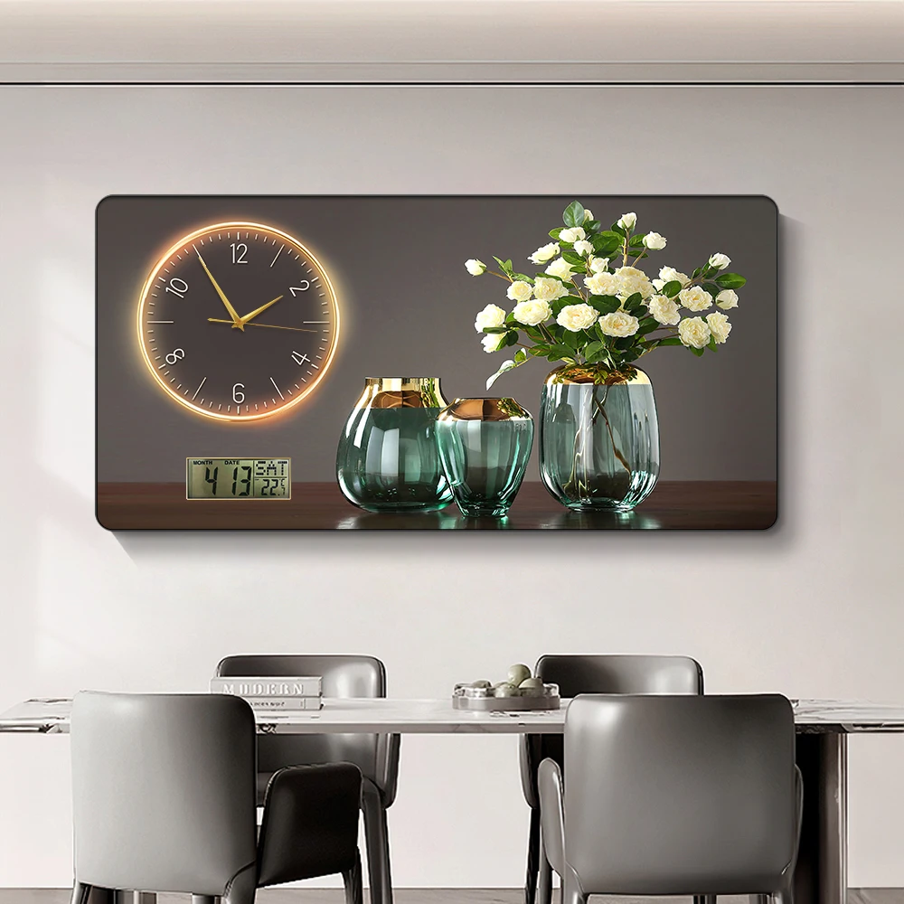 Modern Living Room Dining Room Decoration Wall Clock Fashion Electronic Clock Perpetual Calendar Clock Hanging Pictures