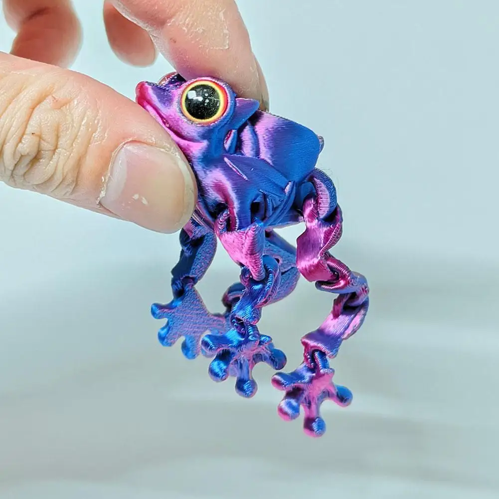 2025 New 3D Printed Rose Frog Multi-joint Movable Radial Gradient Frog Figures Unique Kids Friend Gift Room Decoration Ornament