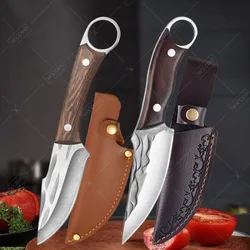 Kitchen Knife Boning Knife Meat Cleaver Stainless Steel Handmade Forged Chef's Knife Butcher Knife for Household Wooden Handle