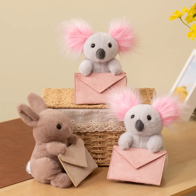 20cm Umschlag-Koala-Kaninchen Plüschtier Niedliches Plüsch-Tier Messenger Rosa Ohren Koala Anime Puppe Heimdekoration
