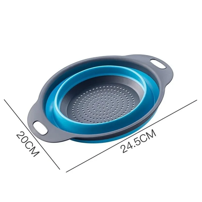 

Round Collapsible Colander Silicone Kitchen Fruit Vegetable Washing Basket Strainer Foldable Drainer Kitchen Gadgets Tools