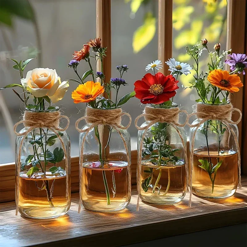 

2026-Latest Models Vintage Clear Glass Vases Nordic Retro Flower Bottle Jar Farmhouse Wedding Home Decor