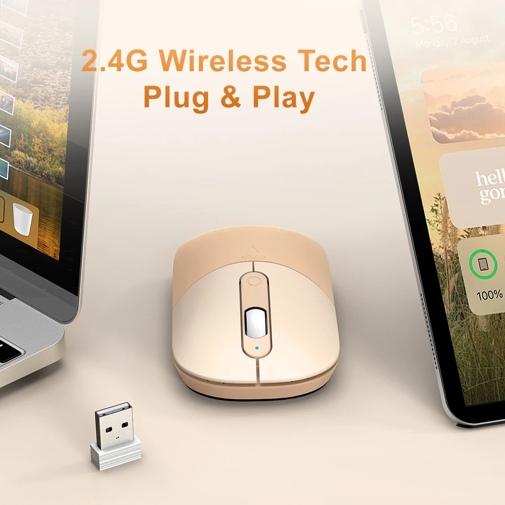 Wireless Mouse, 2.4G Mini Gaming Mouse, Color Block Design, 3 Adjustable DPI 800/1200/1600