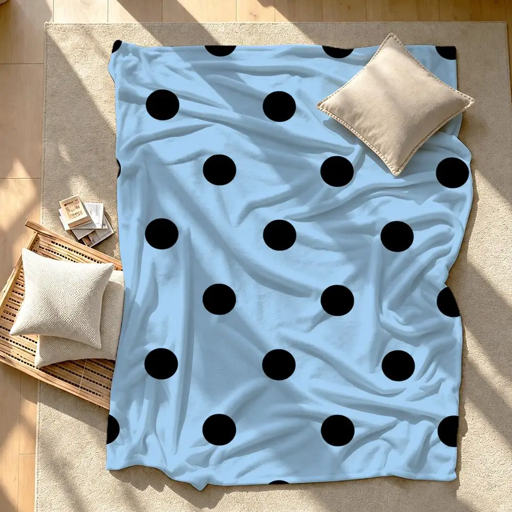 Pattern Design Retro Polka Dot Pattern Throw Short Plush Throw Blanket Soft Skin-Friendly Multi-Scene Home Office
