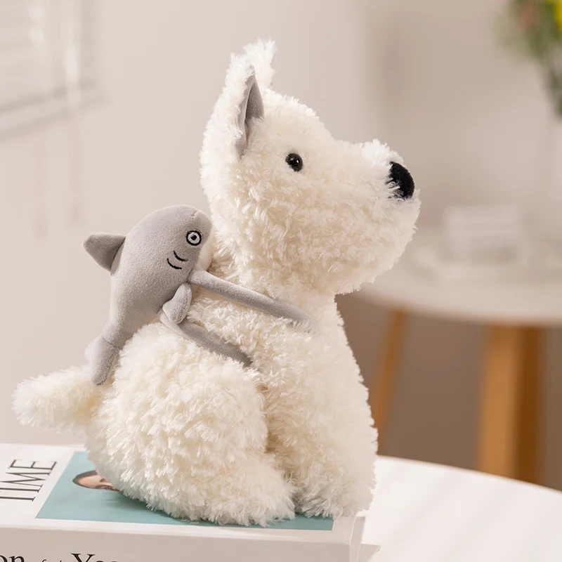 Perro de peluche Kawaii con bolsa de tiburón, muñeco de peluche de 28-45cm, el mejor regalo para niñas, niños y niños, decoración del hogar