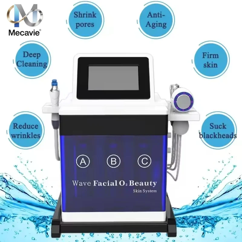 Ossigenoterapia Macchina per bucciare il getto facciale Nuovo design Dermoabrasione con acqua Dispositivo per sbiancamento della pelle per la rimozione delle rughe per trattamenti di bellezza