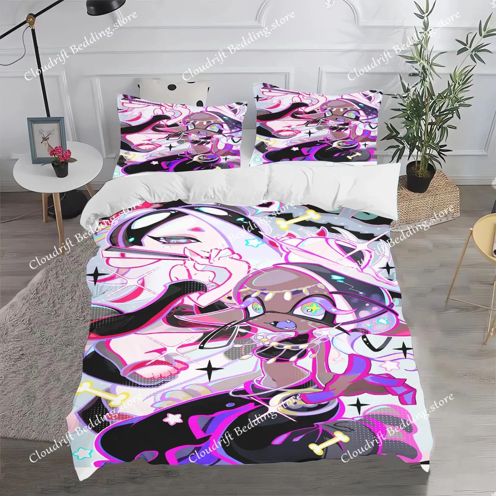 

Fashion Game Splatoon Bedding Sets Comforter Duvet Cover Pillow Case 2-3 Pieces Sets Single Double Large Size Bedroom Decoration