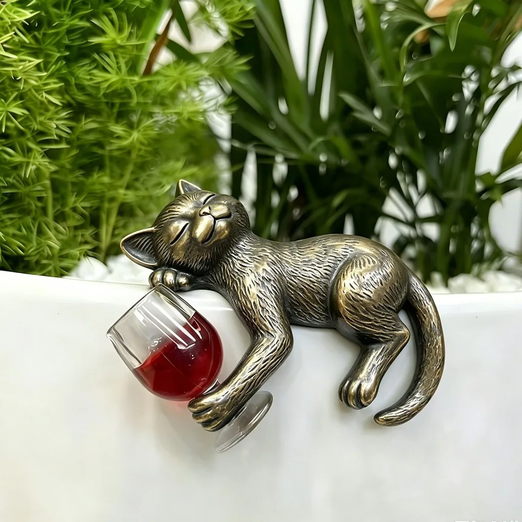 Resin Figurine Creative Whimsical Kitty Sculpture Drunk Kitty Resin Statue Playful Outdoor Decor For Shelf Indoor Home Decor