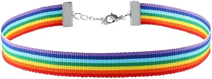 

Rainbow/Bisexual/Transgender Choker Necklace with Metal Clasp Women Non-Binary Individuals LGBT Pride Gift for Lesbian, Gay