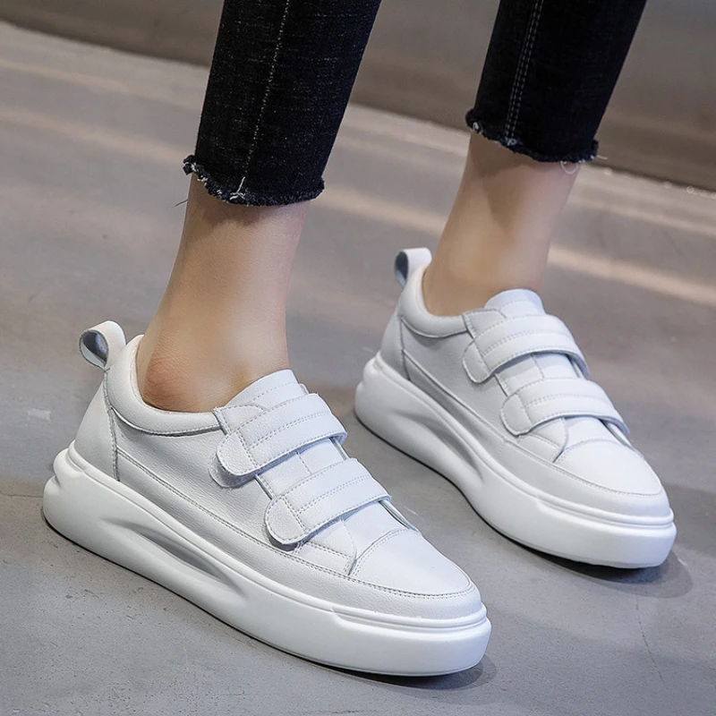 Koznoy 4cm 2024 Genuine Leather Spring Loafer High Brand Platform Autumn Hook Vulcanize Chunky Sneaker Wome Flats Shoes