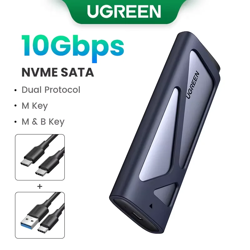 Ugreen M.2 Nvme Sata Ssd Behuizing Adapter 10Gbps Usb 3.2 Gen2 Usb C Externe Behuizing Ondersteunt M En B & M Toetsen