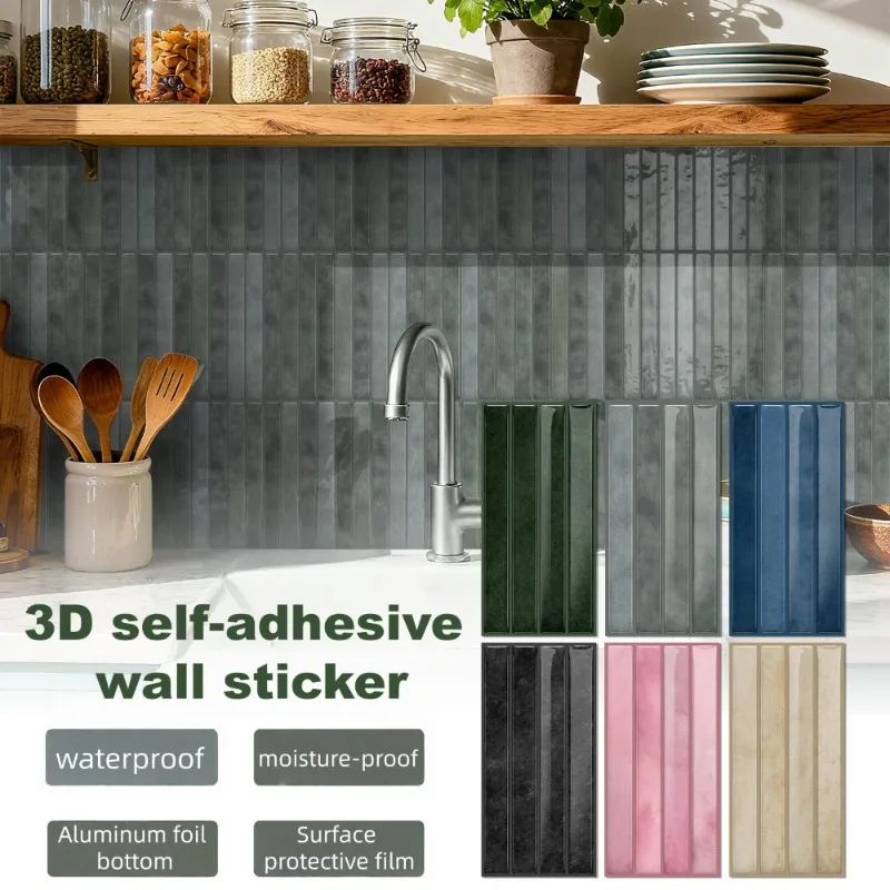 

Kitchen Oil-proof Self-adhesive Wall Sticker Splash Proof Wallpaper Bathroom Renovation Tile Sticker with Aluminum Foil Bottom