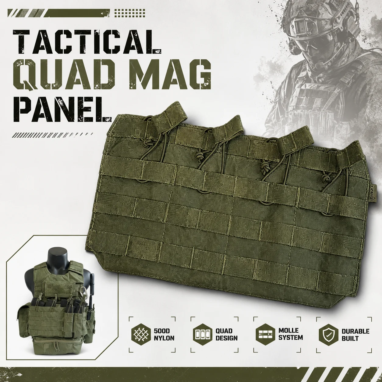 

Tactical Vest Quad Mag Pouch MOLLE Kangaroo Front Flap Insert 4-Slot Magazine Bag For Plate Carrier Airsoft Hunting Gear