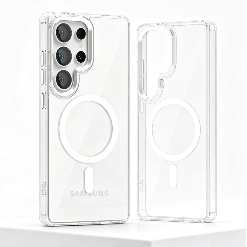 Luxuriöse Transparente Magnetische Handyhülle für Samsung Galaxy S26 S25 S24 S23 S22 S21 Ultra FE Plus Anti-Vergilbung Für Magsafe Cover