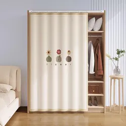 Cabinet curtain covers wardrobe, shoe cabinet, bookshelf, kitchen cabinet, no drilling, magic tape, dust-proof cloth curtain