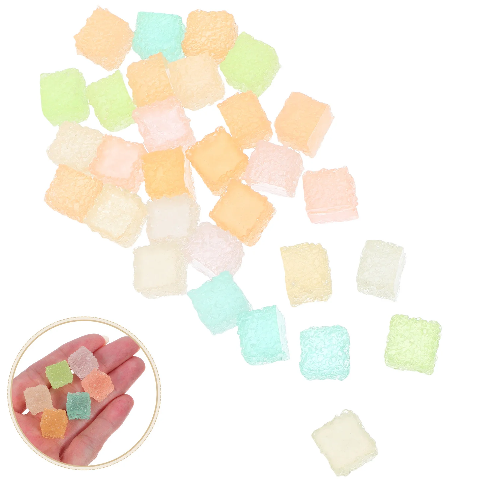 

30pcs Luminous Cube Sugar Fake Candies Diy Phone Case Decor Craft Charm Mixed Color Micro Landscape Ornaments Phone Shell