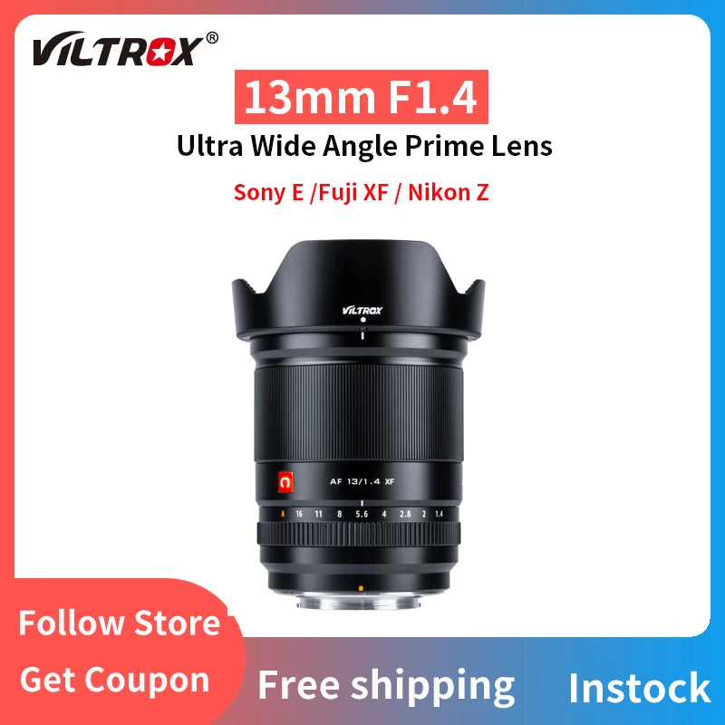 

VILTROX 13mm F1.4 Large Aperture Auto Focus Ultra Wide Angle APS-C Sony E Nikon Z Fuji X Mount Lens Vlog Camera Lens