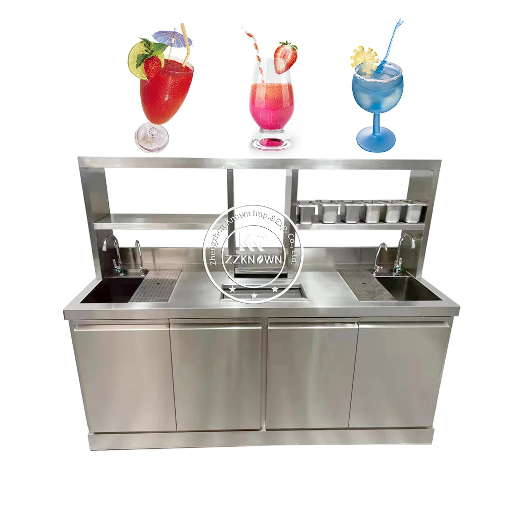 2023 Stainless Steel Bubble Tea Water Bar Worktop Counter With Refrigeration Commercial Equipment For Milk Tea Shops Restaurants