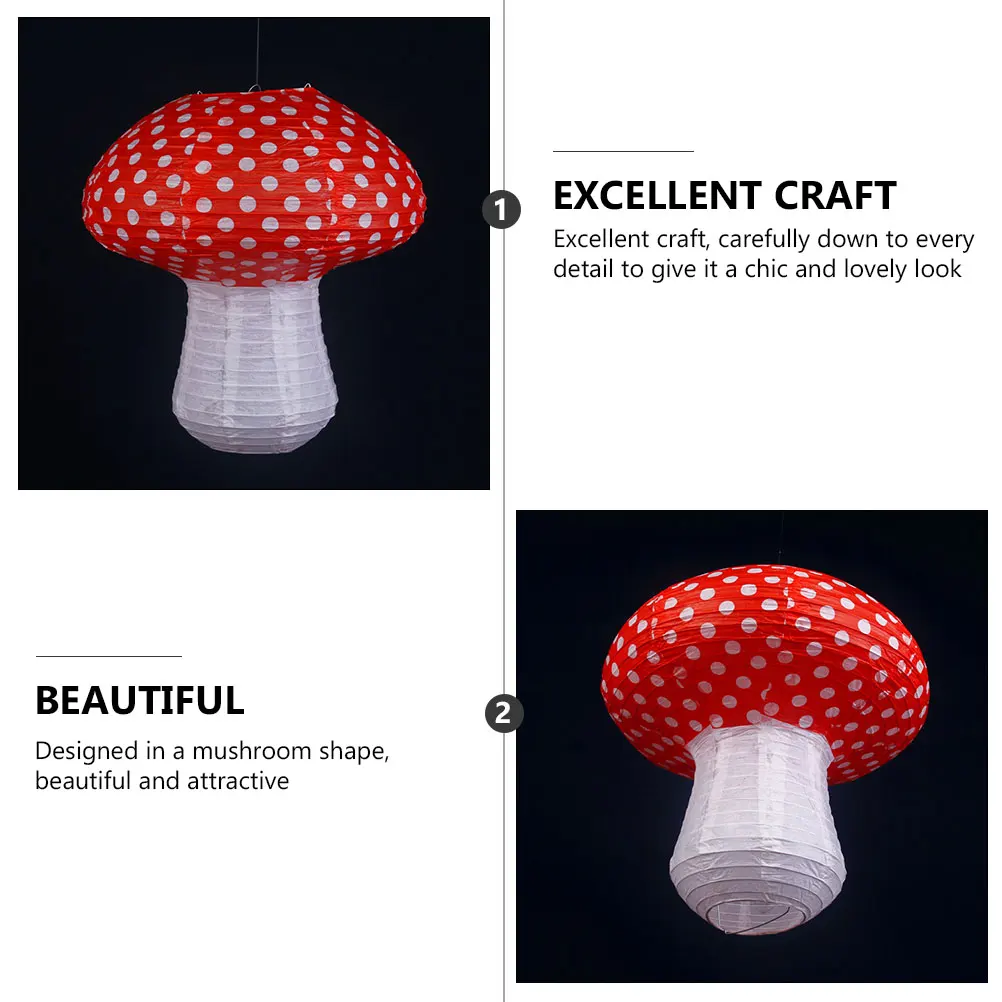

3pcs Lanterns Festival Decor Garden Paper Mushroom Lantern Yard Party Hanging Mushroom Shape Lantern Outdoor Indoor
