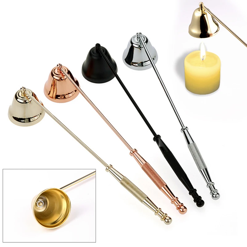 Candle Snuffe Candle Wick Trimmer Candle Blower Turn Off Extinguisher Polished Stainless Steel Flame Snuffer Elegant Long Handle