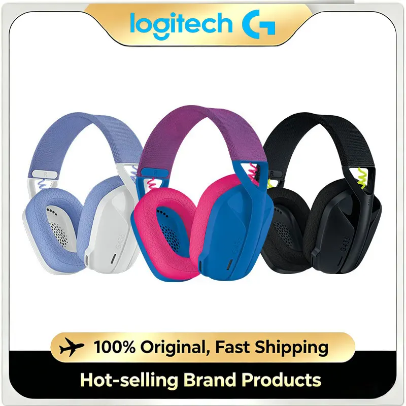 Logitech G435 LIGHTSPEED Gaming Headset Wireless Bluetooth Ultra‑Lightweight Headphone Built‑in Mic for PC PS4 PS5 Gamer