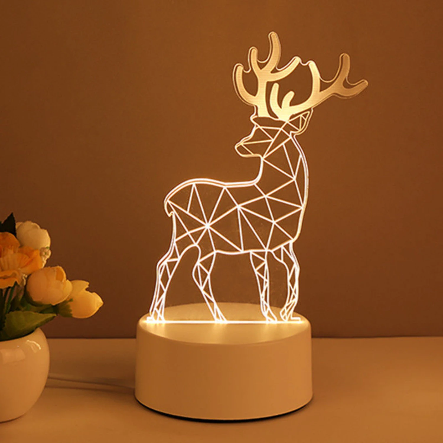 New Perfect Creative 3D Acrylic USB LED Night Lights Lamp - Unique Xmas Gifts for Loved Ones - Ideal Christmas Decorations for B