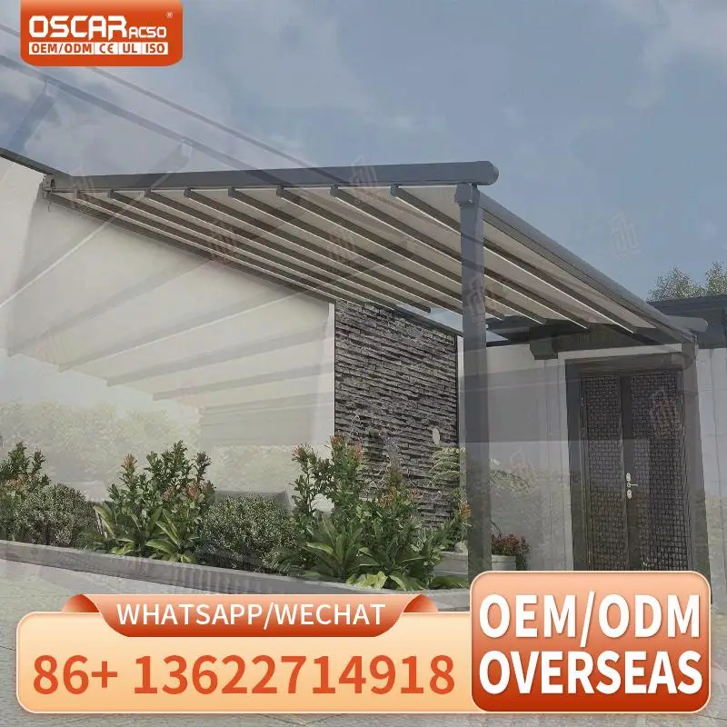 

OpenAir Electric Retractable Aluminum Pergola with PVC Fabric Roof Automatic Shading Outdoor Patio Garden Backyard Retractable C