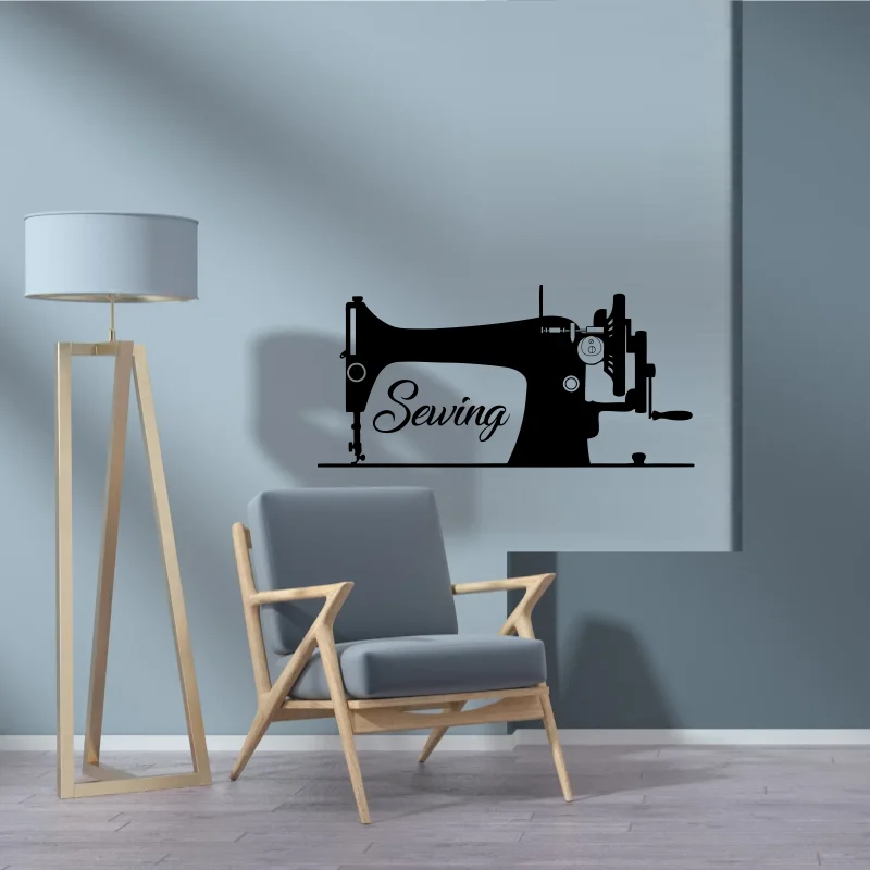 Vinyl Self-Adhesive Removable Sticker for Home Decor 'Sewing'Tailor Specialized Sewing machine for Tailor Shop Wall Decor 437