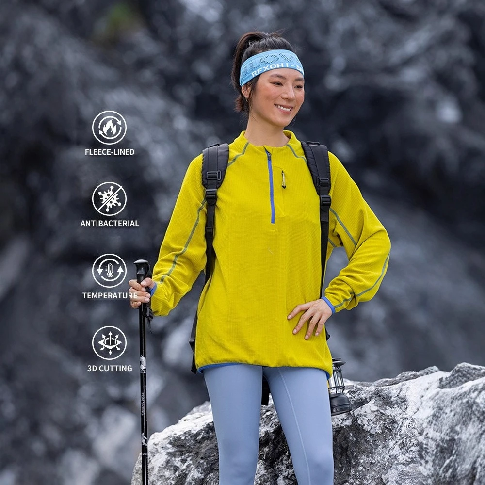 Outdoor Unisex Half-Zip Fleece-Lined Sweatshirt | Warmth-Fleece Long Sleeve Top for Men & Women