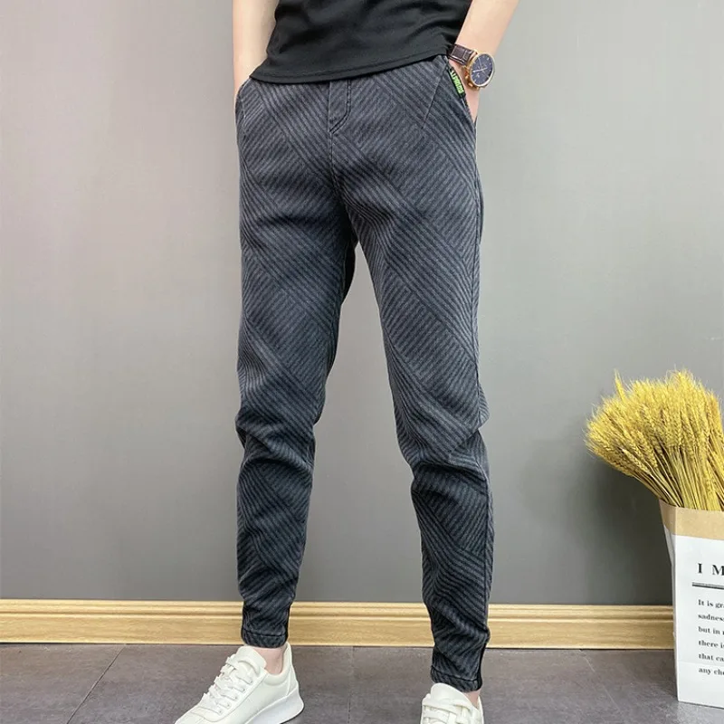 

Fashion Workwear Men's Small-footed Jeans 2026 Autumn New Elastic Versatile Casual Pants Tied Feet Harlan Pants Trousers for Man