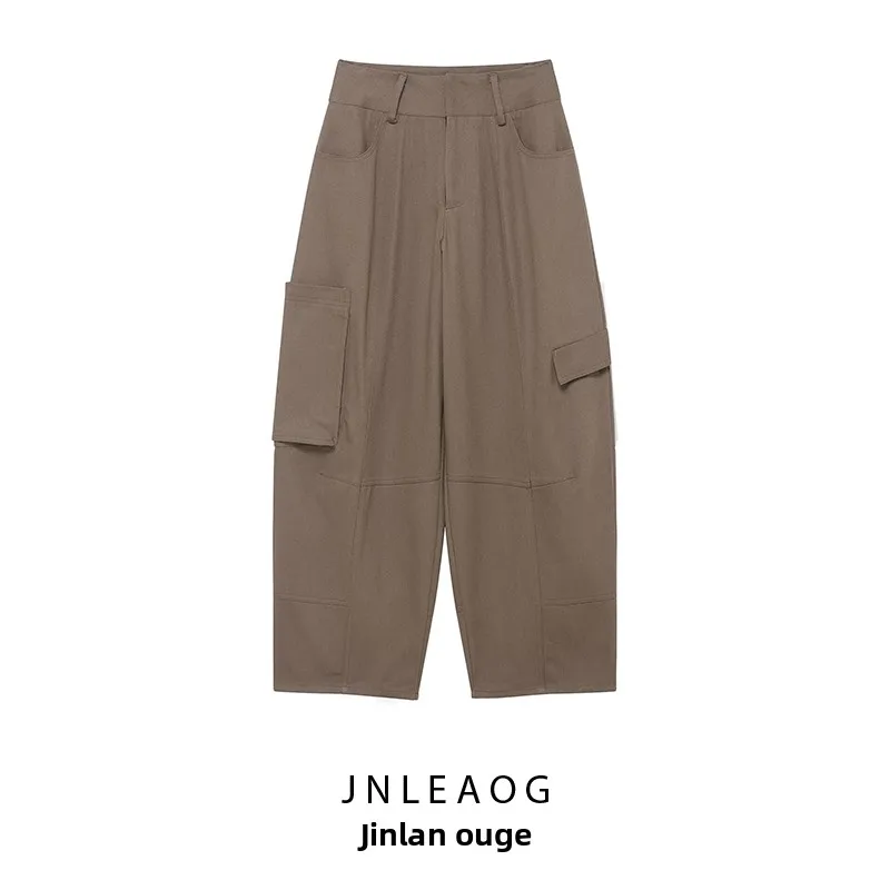 

JNLEAOG Осенние Новые Модные Женские Брюки-баллоны в уличном стиле, прямые, универсальные, из полиэфирного волокна, повседневные брюки