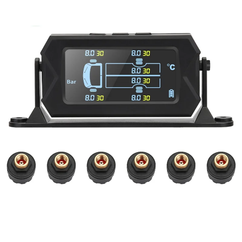 A42M-Car RV شاحنة TPMS 6 عجلات الاستشعار نظام مراقبة ضغط الإطارات الشمسية 0-8Bar سيارة مستشعر TPMS الخارجي
